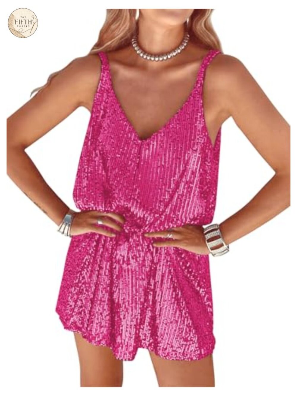 Sequin Mini Dress Sexy Sparkly Sleeveless V-Neck Club Night Out Party